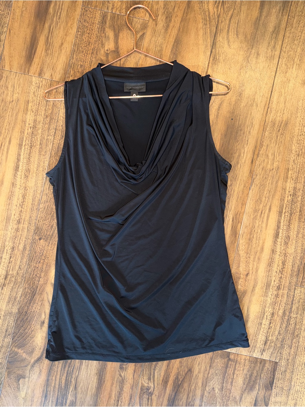 Worthington Black Sleeveless Cowl Neck Tank Top